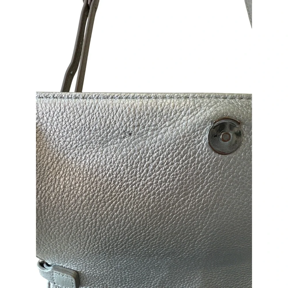 Tory Burch McGraw WOC Crossbody Gray Heron Pebbled Leather Wallet